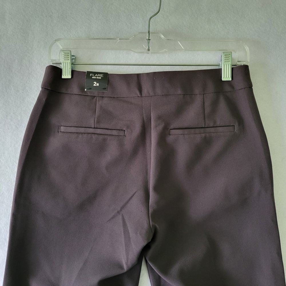 New Express Brown Flare Pants Womens 2 Mid Rise Slacks 34" Inseam Tall Nwt 2R - Picture 6 of 11